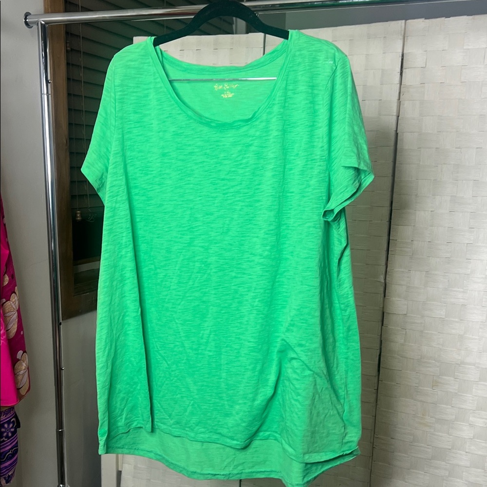 Lilly Pulitzer Neon Green Scoop Neck Short Sleeve Tee